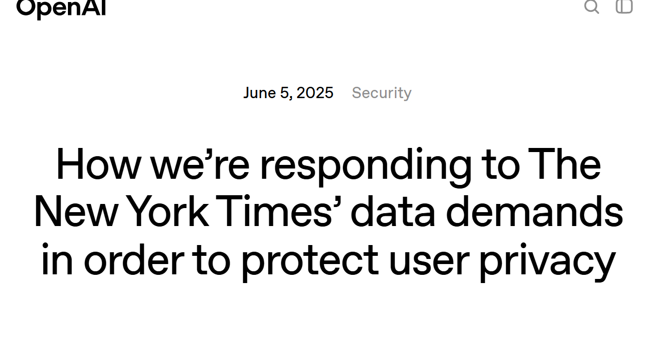 OpenAIAThe New York TimesƂ̑iׂŃ[U[f[^ۑ߂ɍTi